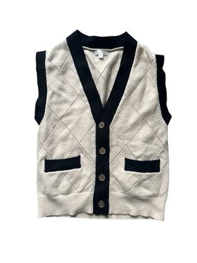 Gemma + Jane Beige and Black Knit Sweater Vest M